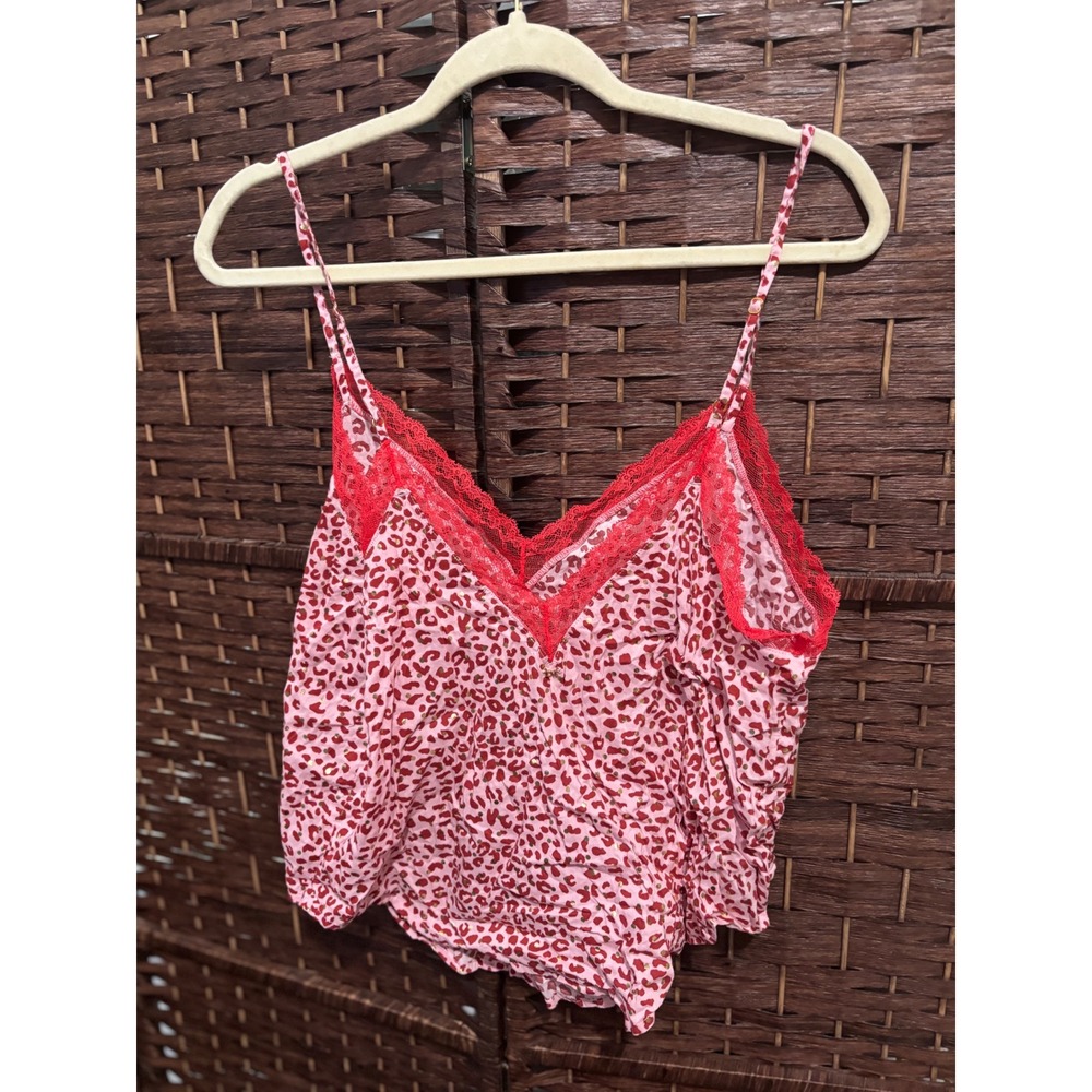 Victoria's Secret Pink Leopard Lace Cami Top L Gold Accent - Picture 2 of 7